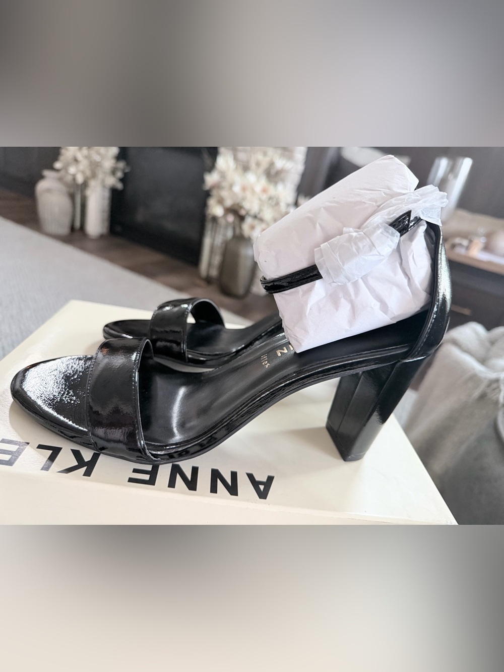 NWT Anne Klein Women’s 9M Black Patent Block Heels